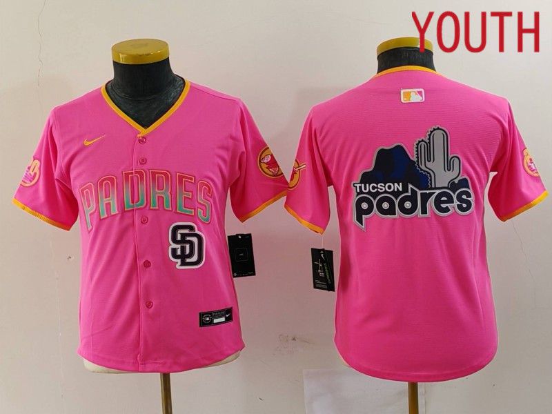 Youth San Diego Padres Blank Pink Joint Name 2024 Nike MLB Jersey style 1